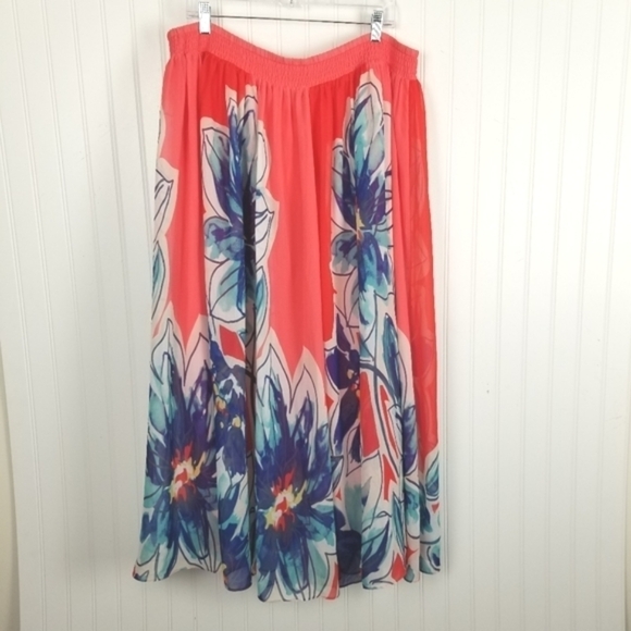 Chico's Midi Skirt Pull on Multi Color Floral Flowy Size 3 XL Fairy - Picture 11 of 11